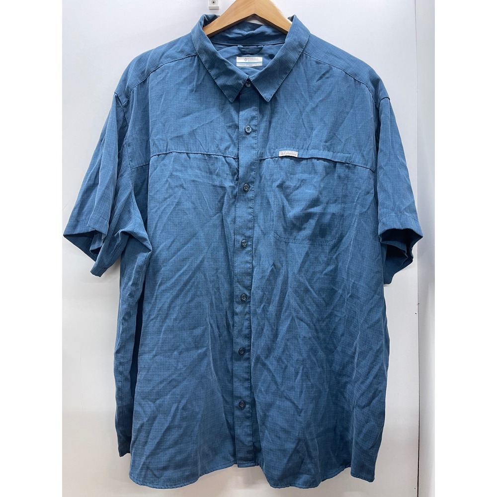 Columbia Mens XXL Blue Short Sleeve Modal Blend Button Down Shirt 0700004